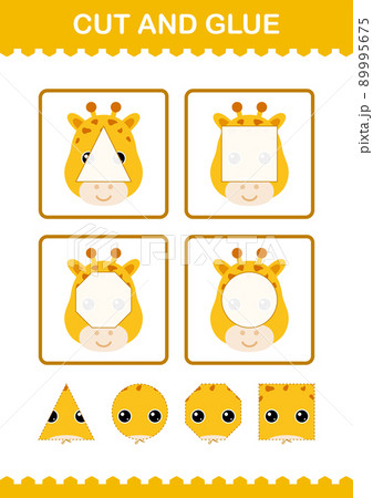Cut and glue Giraffe face. Worksheet for kids Cut and glue Giraffe face. Worksheet for kids 89995675