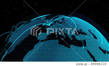 Global network and internet connection in orbital earth globe 89996219