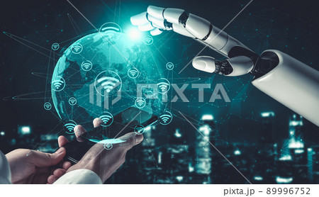 Future artificial intelligence and machine learning for AI droid robot or cyborg 89996752