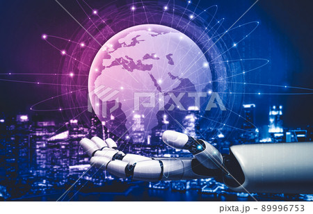 Future artificial intelligence and machine learning for AI droid robot or cyborg 89996753