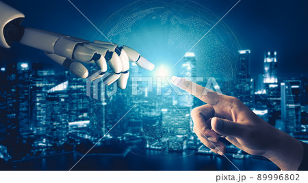 Future artificial intelligence and machine learning for AI droid robot or cyborg 89996802