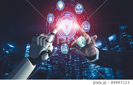 Future artificial intelligence and machine learning for AI droid robot or cyborg 89997123