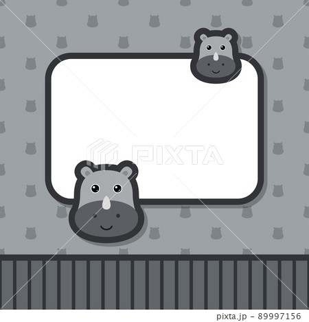 Greeting card template with Rhinoceros 89997156