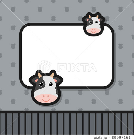 Greeting card template with Cow 89997161