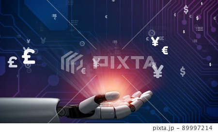 Futuristic robot artificial intelligence revolutionary AI technology concept 89997214