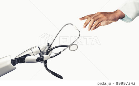 Medical artificial intelligence droid robot working in future hospital 89997242