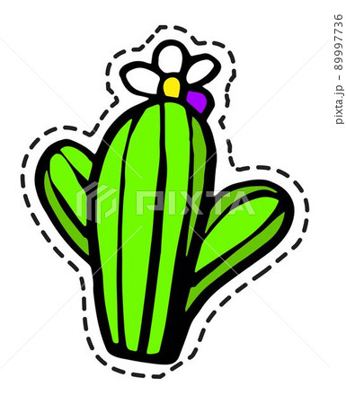 Cactus with flower in blossom, sticker vector Cactus with flower in blossom, sticker vector 89997736