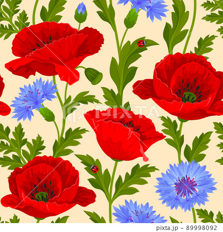 Poppies And Cornflowers Seamless Pattern Poppies And Cornflowers Seamless Pattern 89998092
