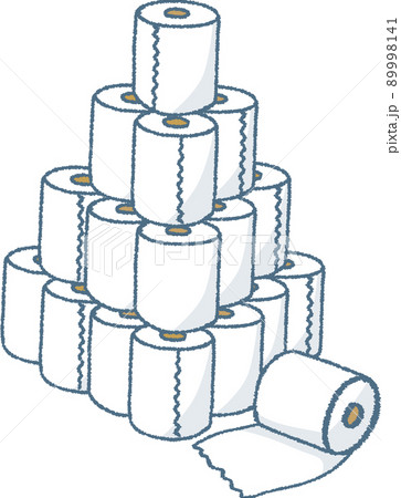 大量に積まれたトイレットぺ-パー 大量に積まれたトイレットぺ-パー 89998141