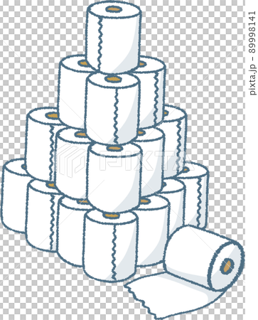 大量に積まれたトイレットぺ-パー 大量に積まれたトイレットぺ-パー 89998141