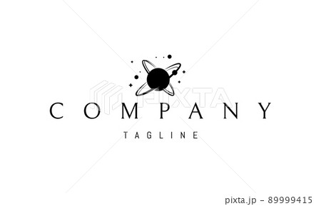 Vector logo on which an abstract image of an atom in the form of a planet with orbits. Vector logo on which an abstract image of an atom in the form of a planet with orbits. 89999415