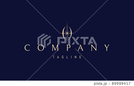 Vector golden logo on which an abstract image of the letter O with a shining star in the center. Vector golden logo on which an abstract image of the letter O with a shining star in the center. 89999417