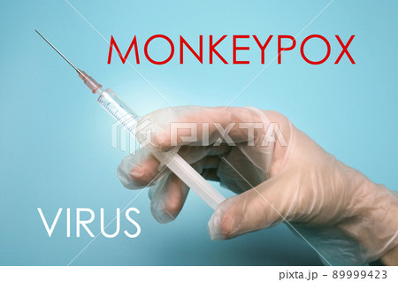 Illustration of monkeypox vaccine. Infectious disease caused by the monkey pox virus. Multi-country outbreak, the new cases. Viral zoonotic disease, dangerous infection. 89999423