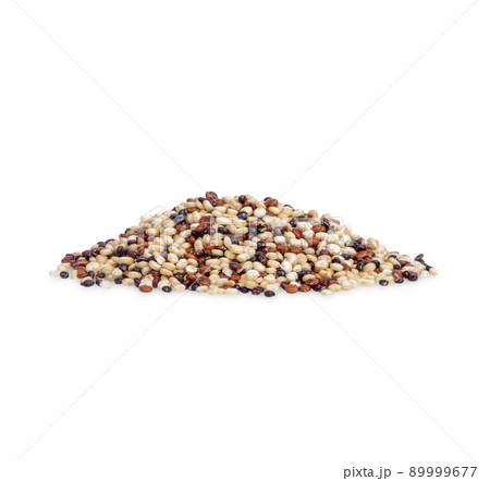 heap of mixed quinoa seeds isolated on white background heap of mixed quinoa seeds isolated on white background 89999677
