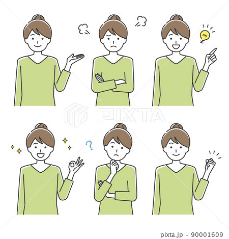 若い 女性  表情 セット 90001609