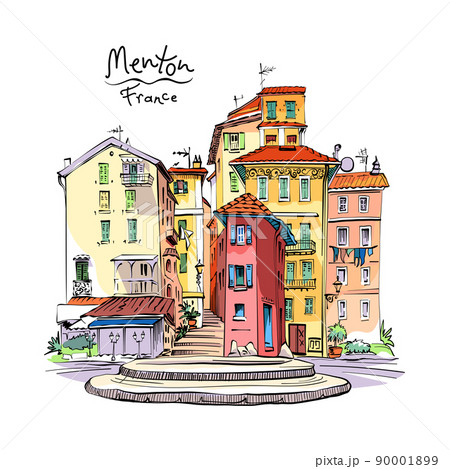 Provencal houses, Menton, France 90001899