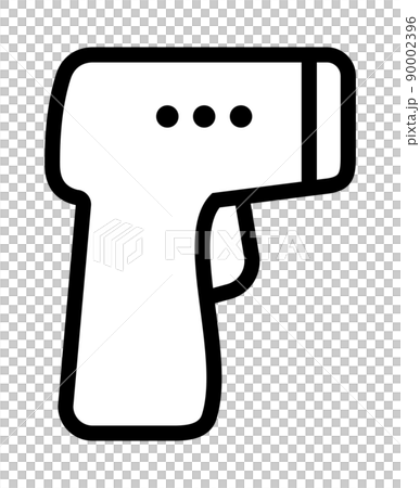 非接触体温計の白黒アイコンイラスト 90002396