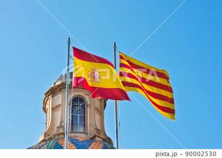 Flags of Spain and autonomous community Catalonia 90002530
