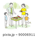 バーベキューを楽しむ家族 90006911