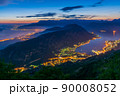 View of Kotor Bay from a high mountain peak at sunset. 90008052