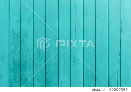 Old turquoise wooden panel texture as background. 90009566