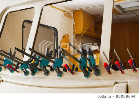 Restoring caravan after a leak from window. Rotten frame replacement 90009644