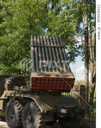 ソ連軍BM-21-1グラート122mm多連装ロケットランチャーの写真素材