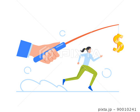 Greedy Woman Chasing for Big Money Hang on Fish Tackle Concept. Compete to Increase Profits. Character Run for Wealth Greedy Woman Chasing for Big Money Hang on Fish Tackle Concept. Compete to Increase Profits. Character Run for Wealth 90010241