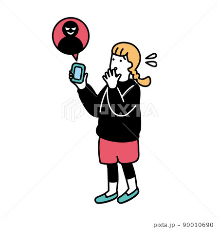 SNSトラブルに遭う小学生のイラスト 90010690