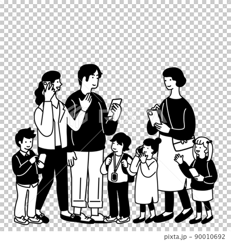 スマートフォンを使う人々のシンプルなイラスト 90010692