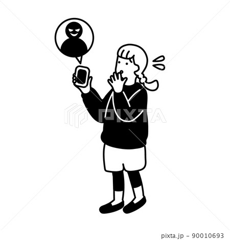 SNSトラブルに遭う小学生のイラスト 90010693