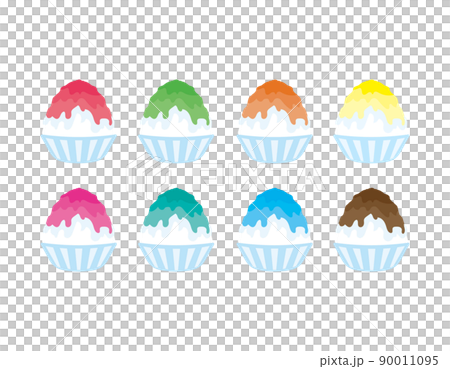 かき氷　アイコンセット　ベクターイラスト 90011095