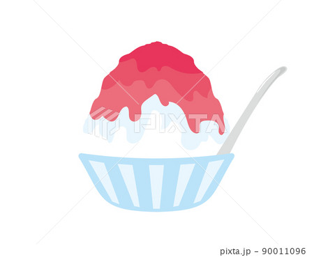 かき氷　イチゴ味　ベクターイラスト 90011096