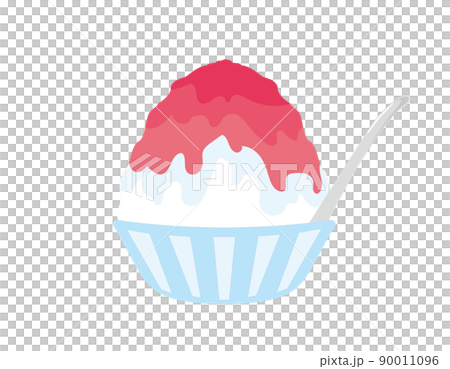 かき氷　イチゴ味　ベクターイラスト 90011096