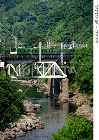 第四大和川橋梁を行く201系電車(ビビッド調) 第四大和川橋梁を行く201系電車(ビビッド調) 90011291