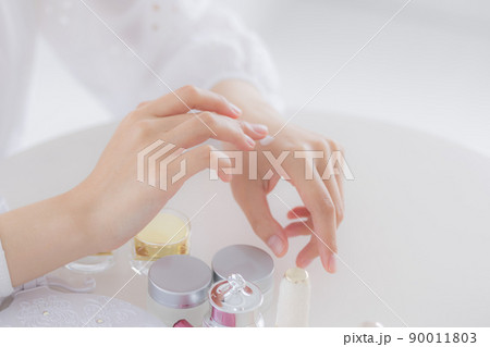 ビューティーイメージ　クリームを塗る手元 90011803