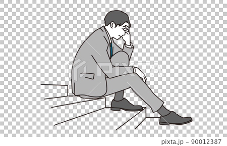 仕事で落ち込むアジア人ビジネスマン 90012387