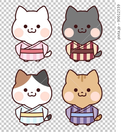 Cat in a striped yukata 90012539