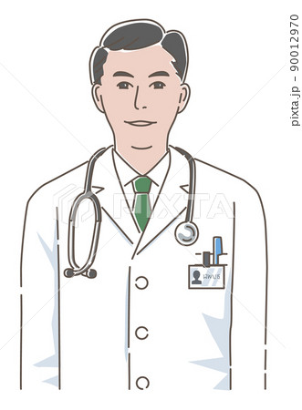 聴診器を肩にかけた白衣の男性医師のイラスト 90012970