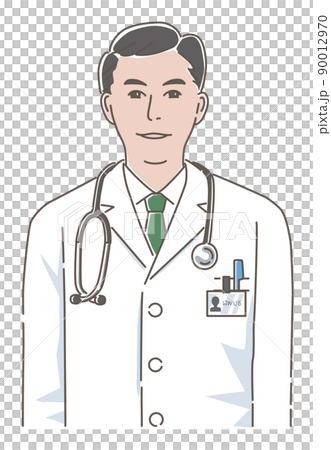 聴診器を肩にかけた白衣の男性医師のイラスト 90012970