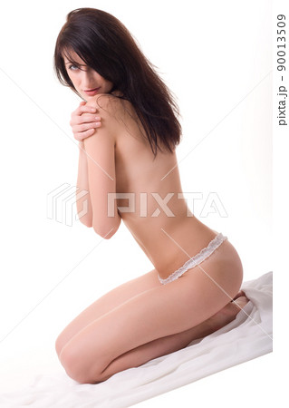 Beautiful woman in spa center on white background Beautiful woman in spa center on white background 90013509