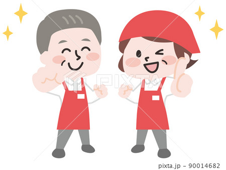 スーパーの店員さんたち（シニア） 90014682