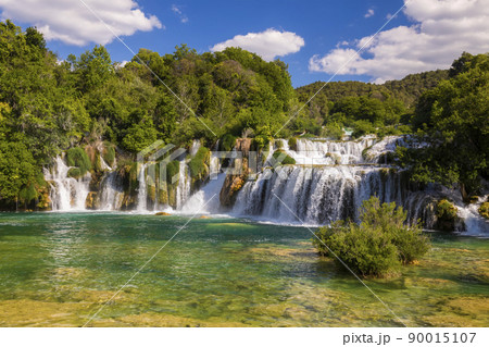 Beautiful Skradinski Buk Waterfall In Krka National Park - Dalmatia Croatia, Europe 90015107