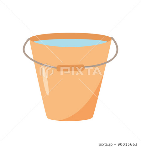 Household metal or plastic bucket with handle. Vector illustration of equipment for cleaning the house or garden 90015663