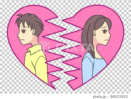 A young couple looking back in a broken heart 90015932