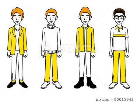 いろいろな髪型 服装の男性イラストセットのイラスト素材