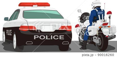 パトカーと白バイ隊員 パトカーと白バイ隊員 90016260