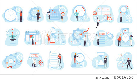 Effective Time Management with People Organizing Time on Clock and Calendar Vector Big Set Effective Time Management with People Organizing Time on Clock and Calendar Vector Big Set 90016950