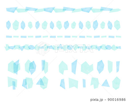 水彩風 ジオメトリックパーツのベクター背景 ライン素材セット ラムネ色のイラスト素材