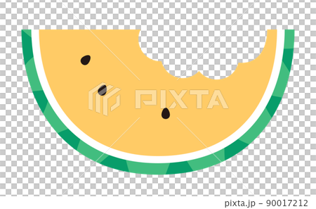 一個被吃了一半的黃色西瓜的插圖 一個被吃了一半的黃色西瓜的插圖 90017212